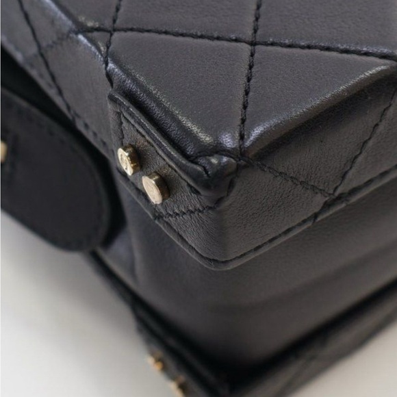 Chanel  Calfskin Quilted Studded Square Vanity Case Black - Picture 12 of 15